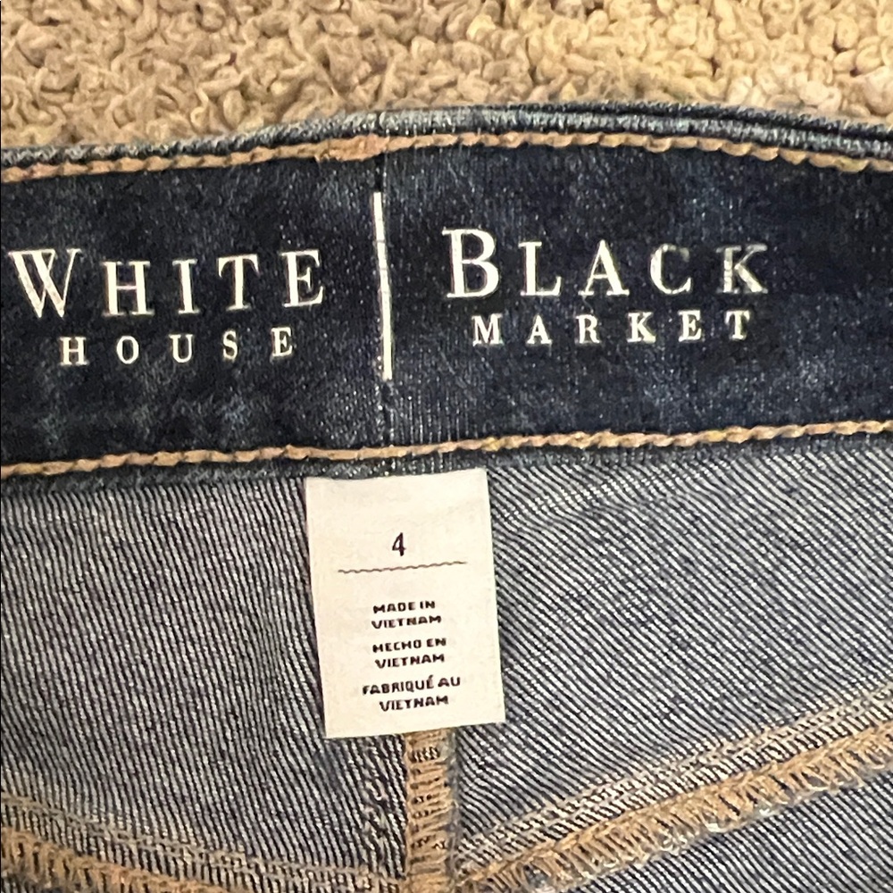 White House Black Market Dark Indigo Cropped Button-Hem Jeans - Picture 4 of 6